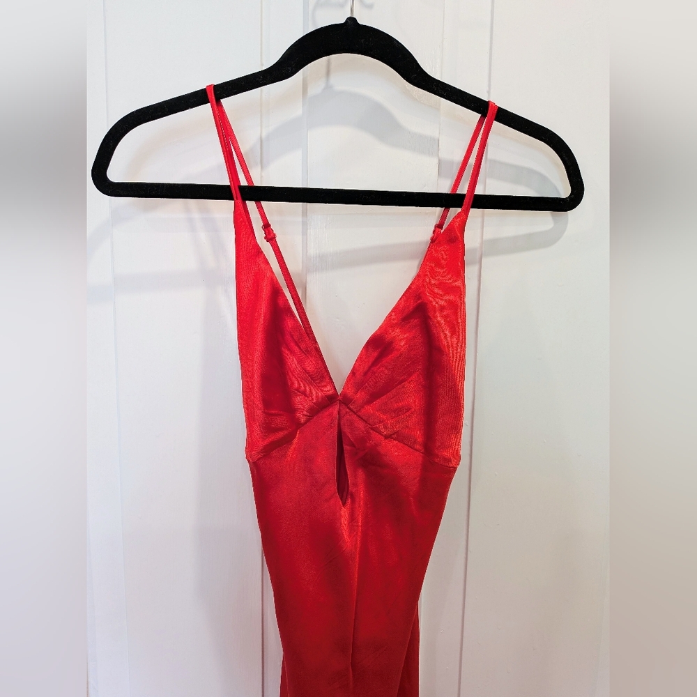 NWT Bardot Zuri Slip Hot Coral Red Maxi Gown Dress | Medium - Picture 3 of 7